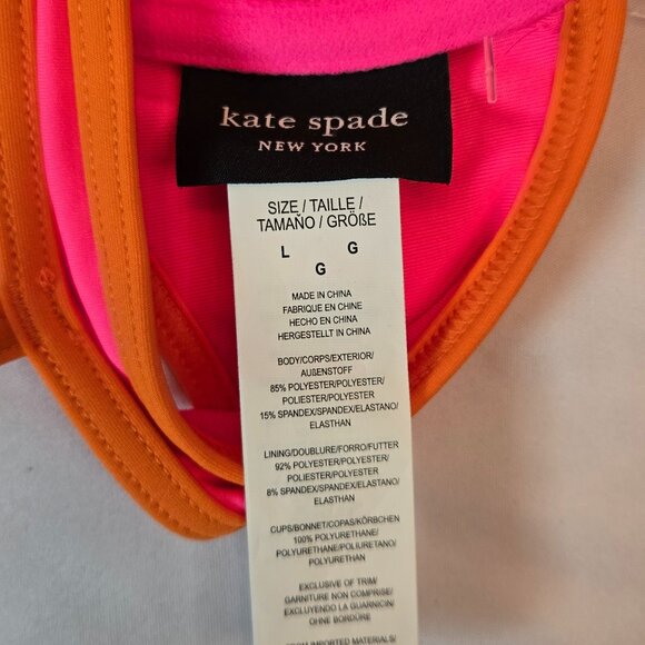 KATE SPADE NY Women's Underwire Contrast Trim Bikini Top Sz: L Radiant Pink - Picture 9 of 10